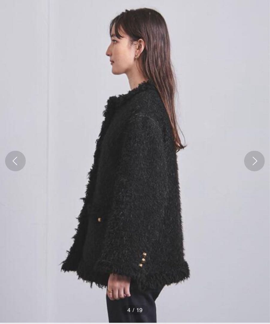 妻私物 UNITED ARROWS シャギーツイードジャケット 黒 サイズ36