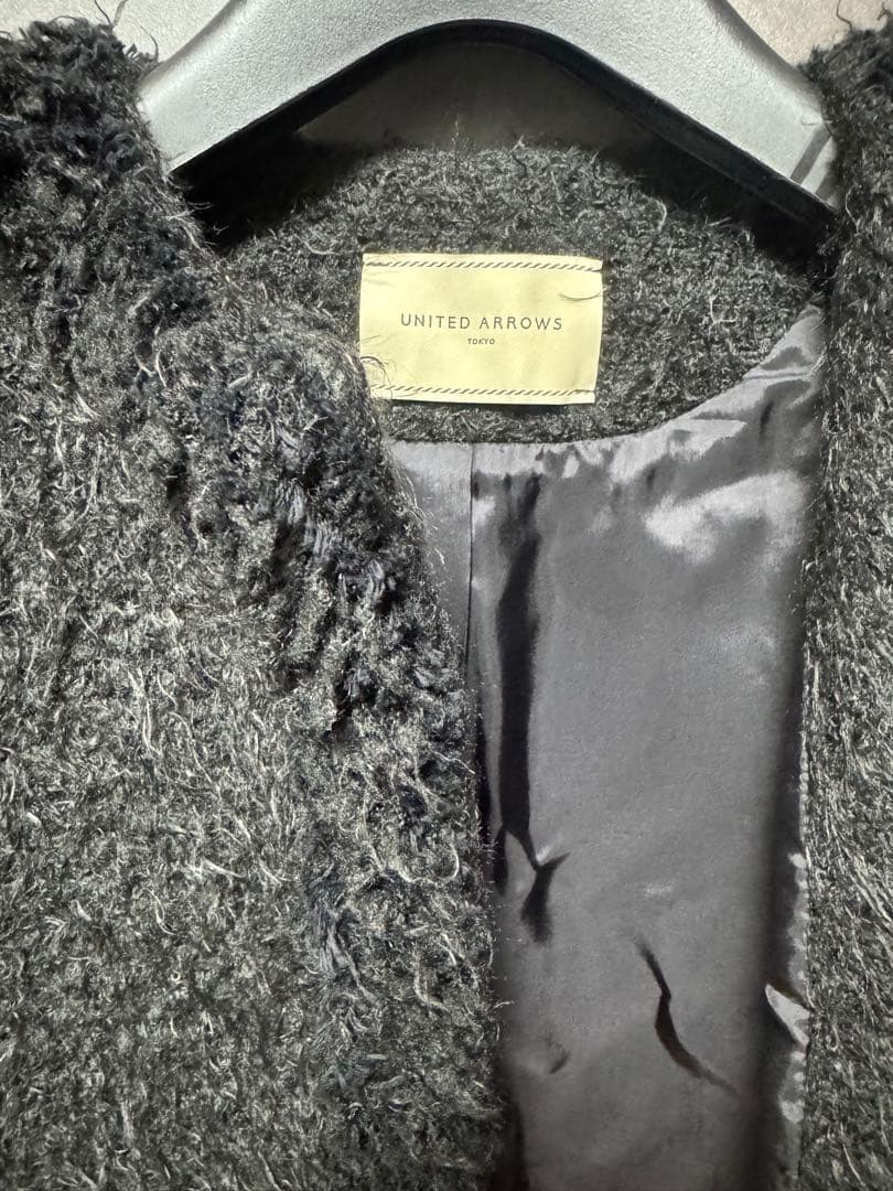 妻私物 UNITED ARROWS シャギーツイードジャケット 黒 サイズ36
