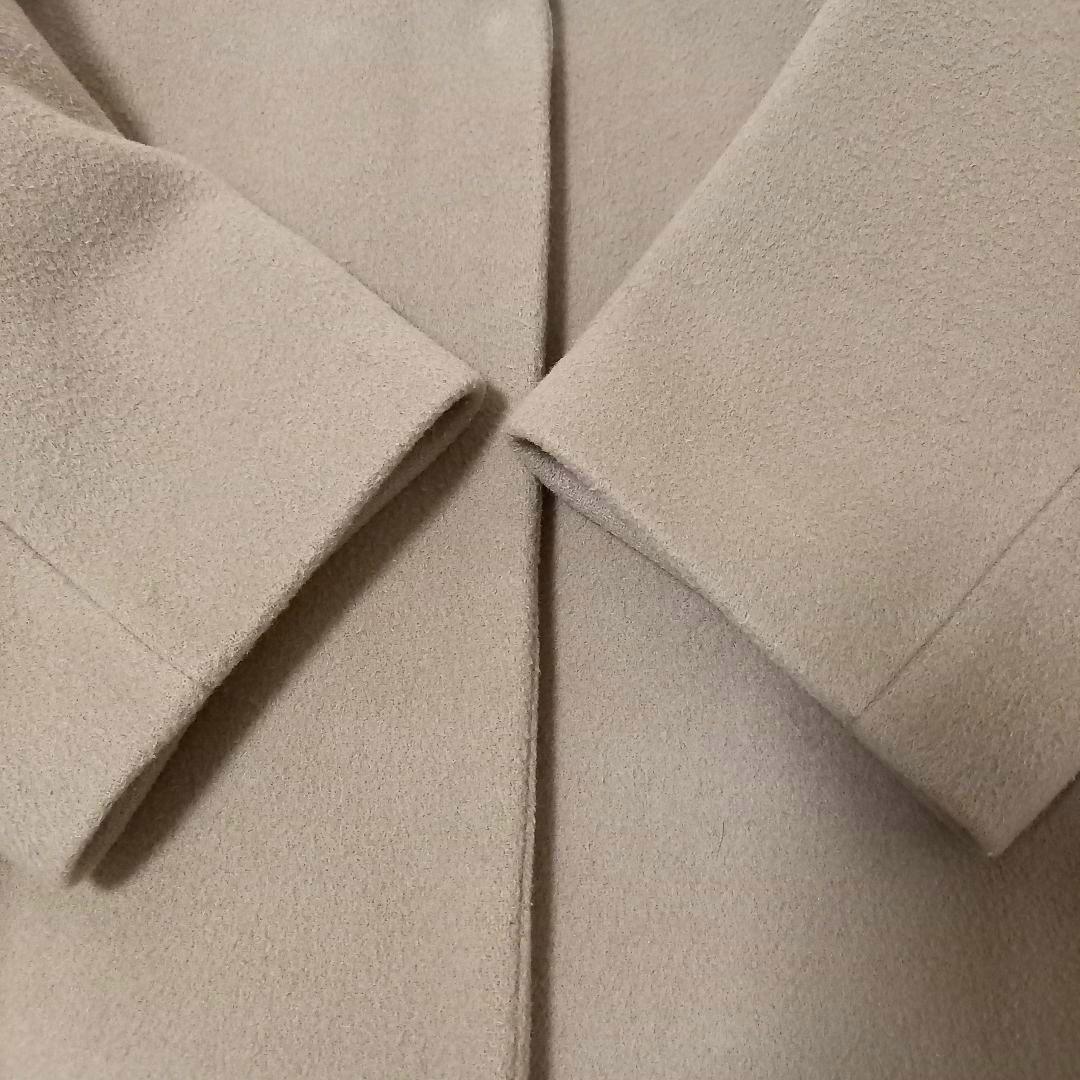 イエナ×高級マンテコ ノーカラーオーバーコート ロング グレージュ 38