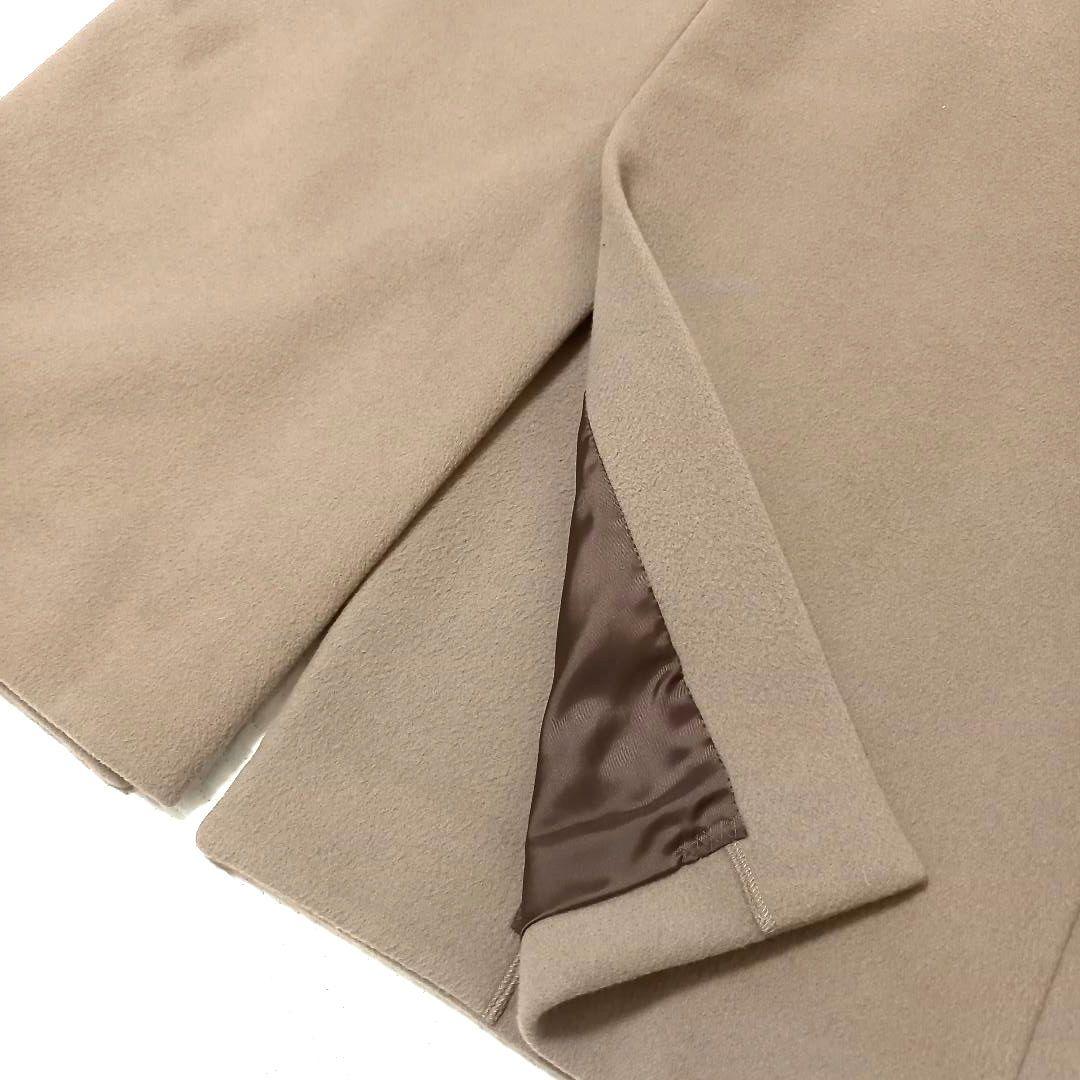 イエナ×高級マンテコ ノーカラーオーバーコート ロング グレージュ 38