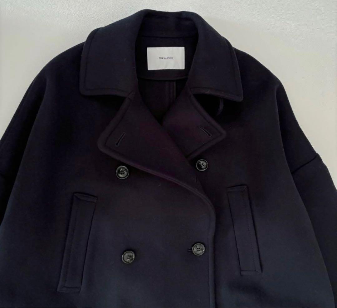 りらこ　極美品　framework ロングPコート　ネイビー