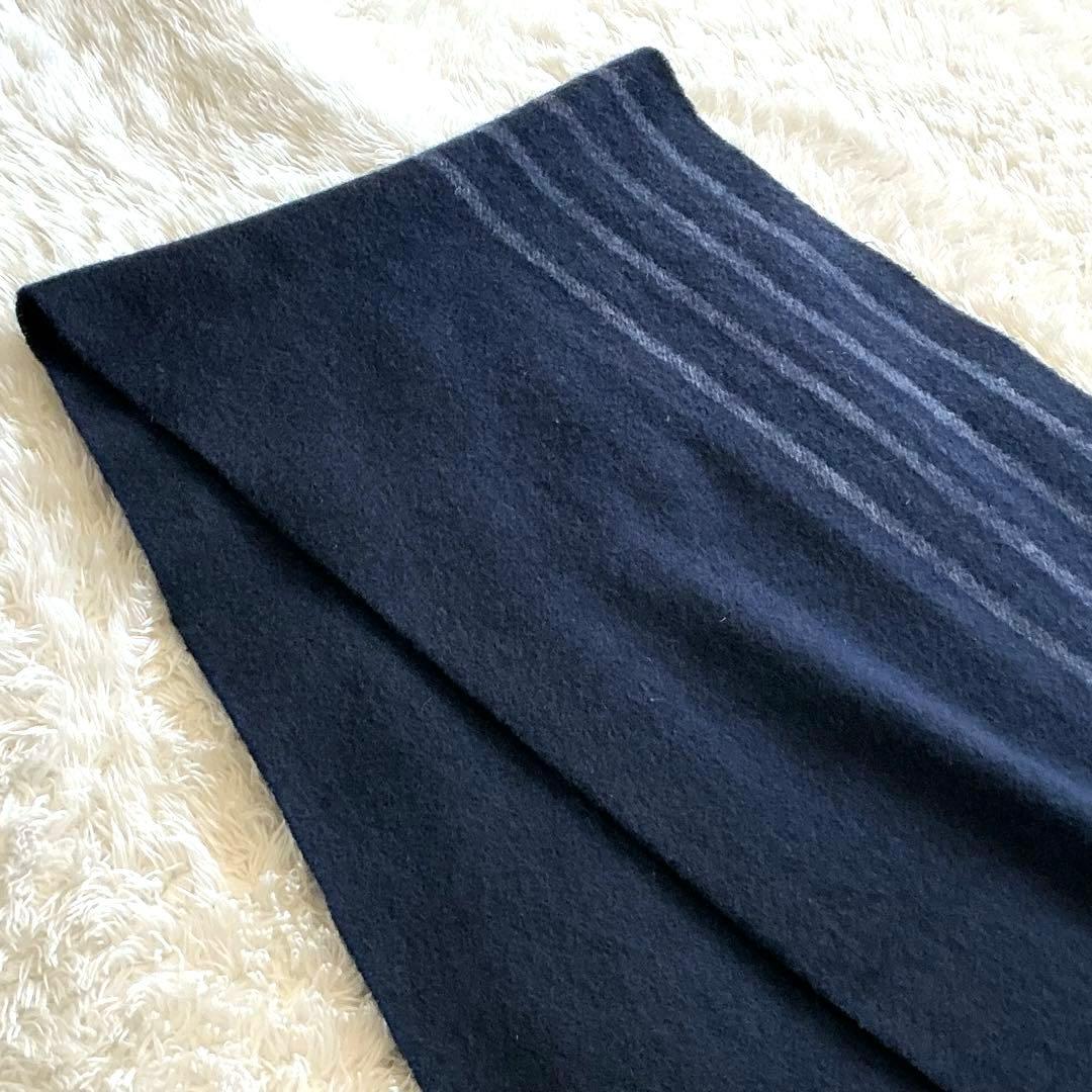 【美品】PaulSmith 高級カシミヤ100% マフラー　ネイビー　ストライプ