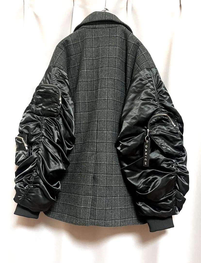 Darich 異素材リメイクデザインオーバーサイズma-1チェックコート