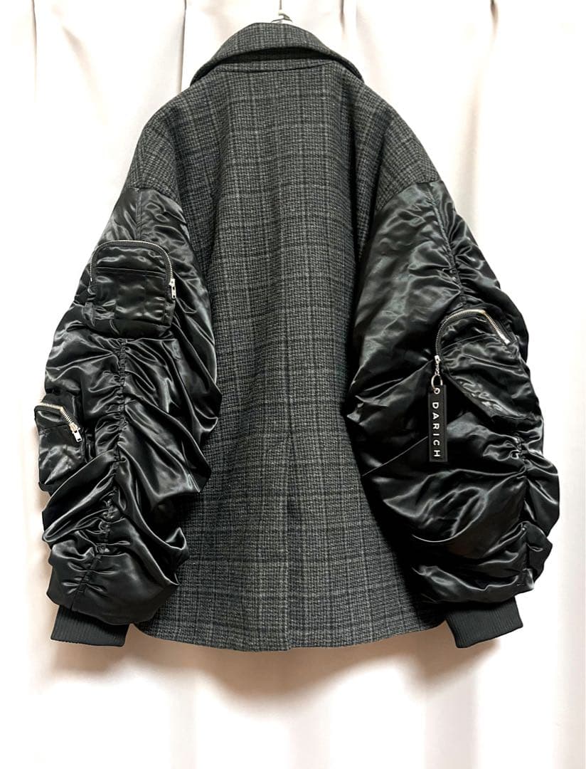 Darich 異素材リメイクデザインオーバーサイズma-1チェックコート