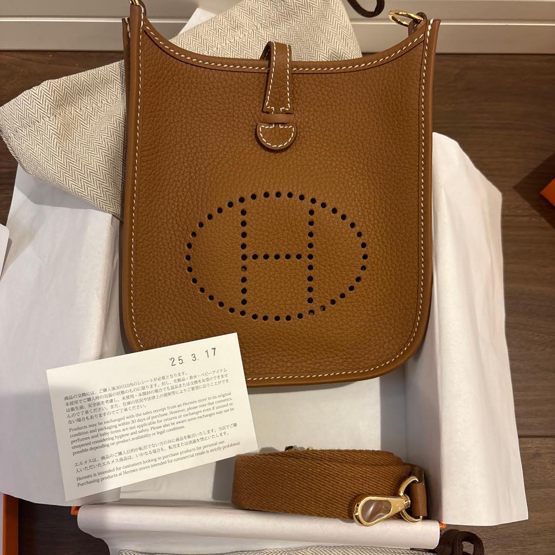 新品エルメス ミニエヴリン TPM ゴールド トリヨンクレマンス ゴールドW刻印