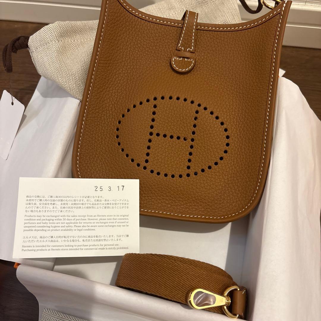 新品エルメス ミニエヴリン TPM ゴールド トリヨンクレマンス ゴールドW刻印