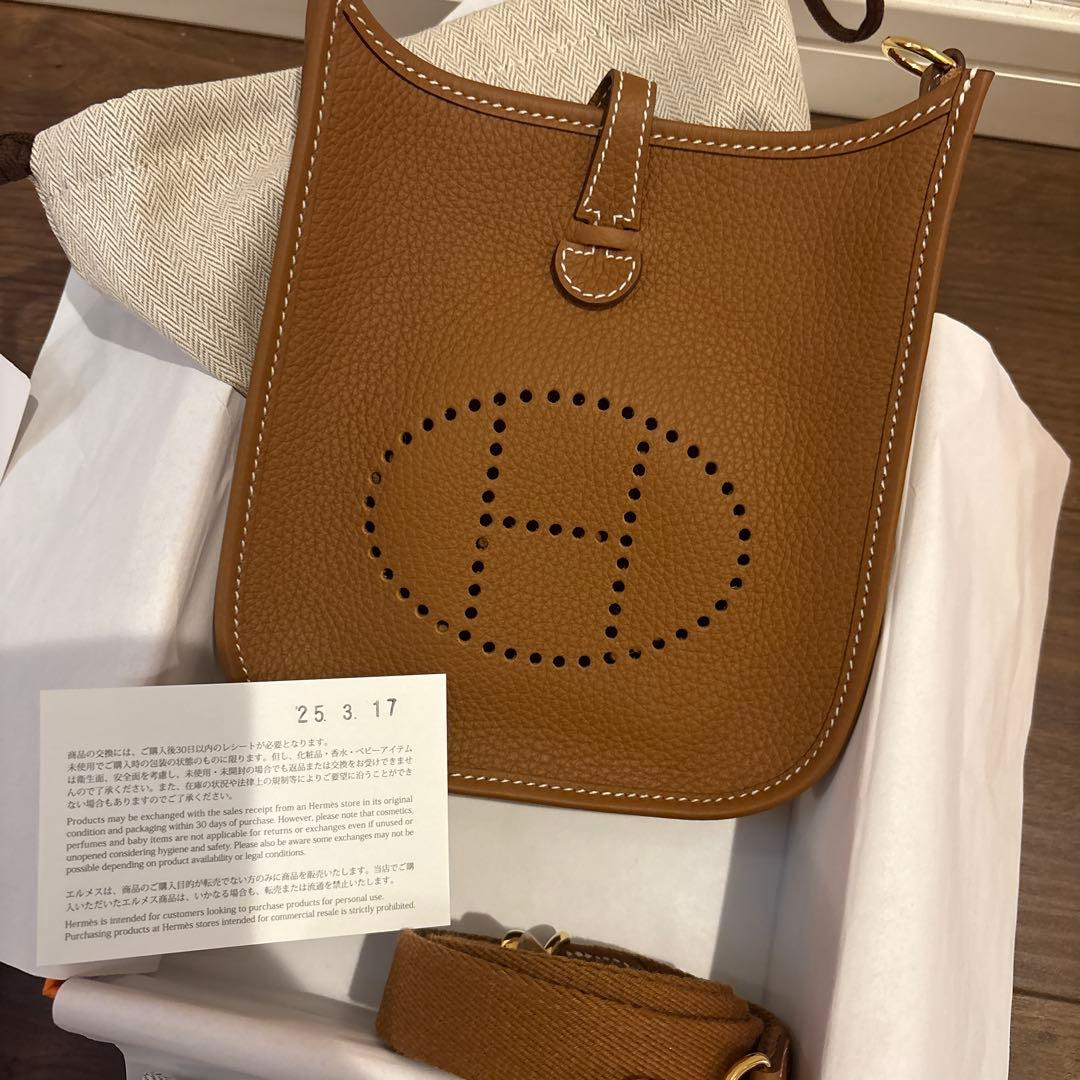 新品エルメス ミニエヴリン TPM ゴールド トリヨンクレマンス ゴールドW刻印