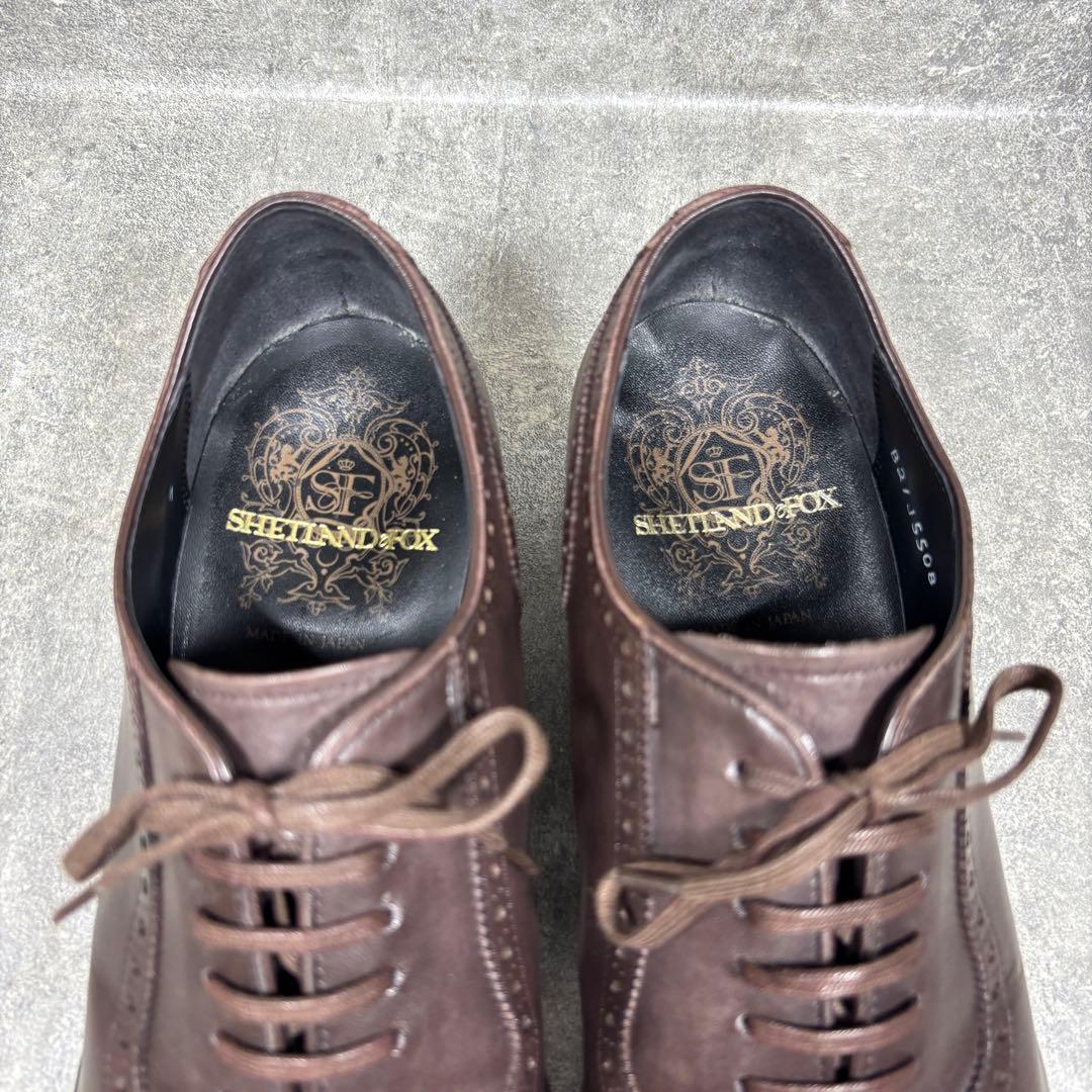 【美品】SHETLAND FOX セミグローブ メダリオン 25cm レザー
