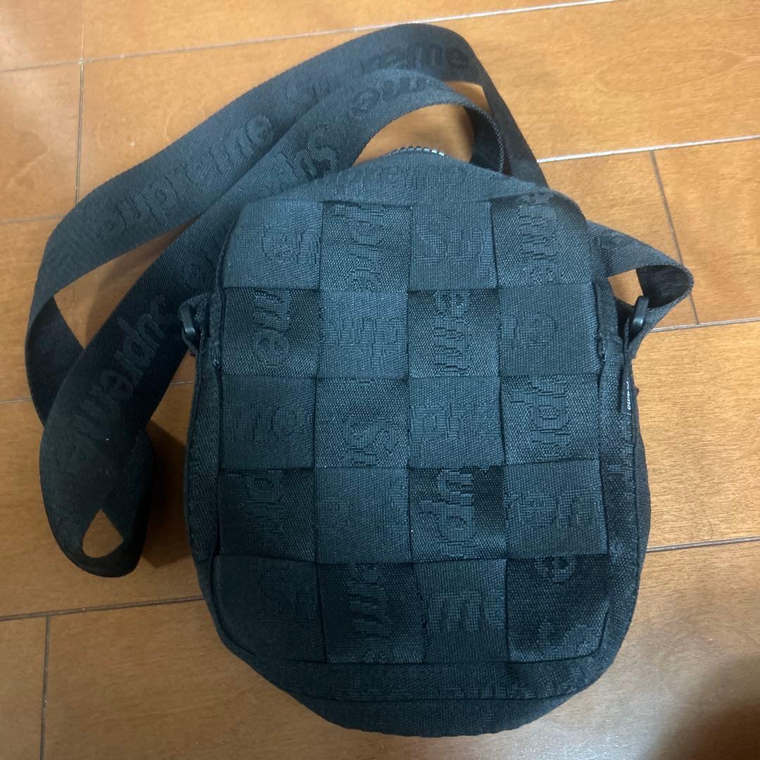 Supreme ブラック チェック柄 ショルダーバッグ