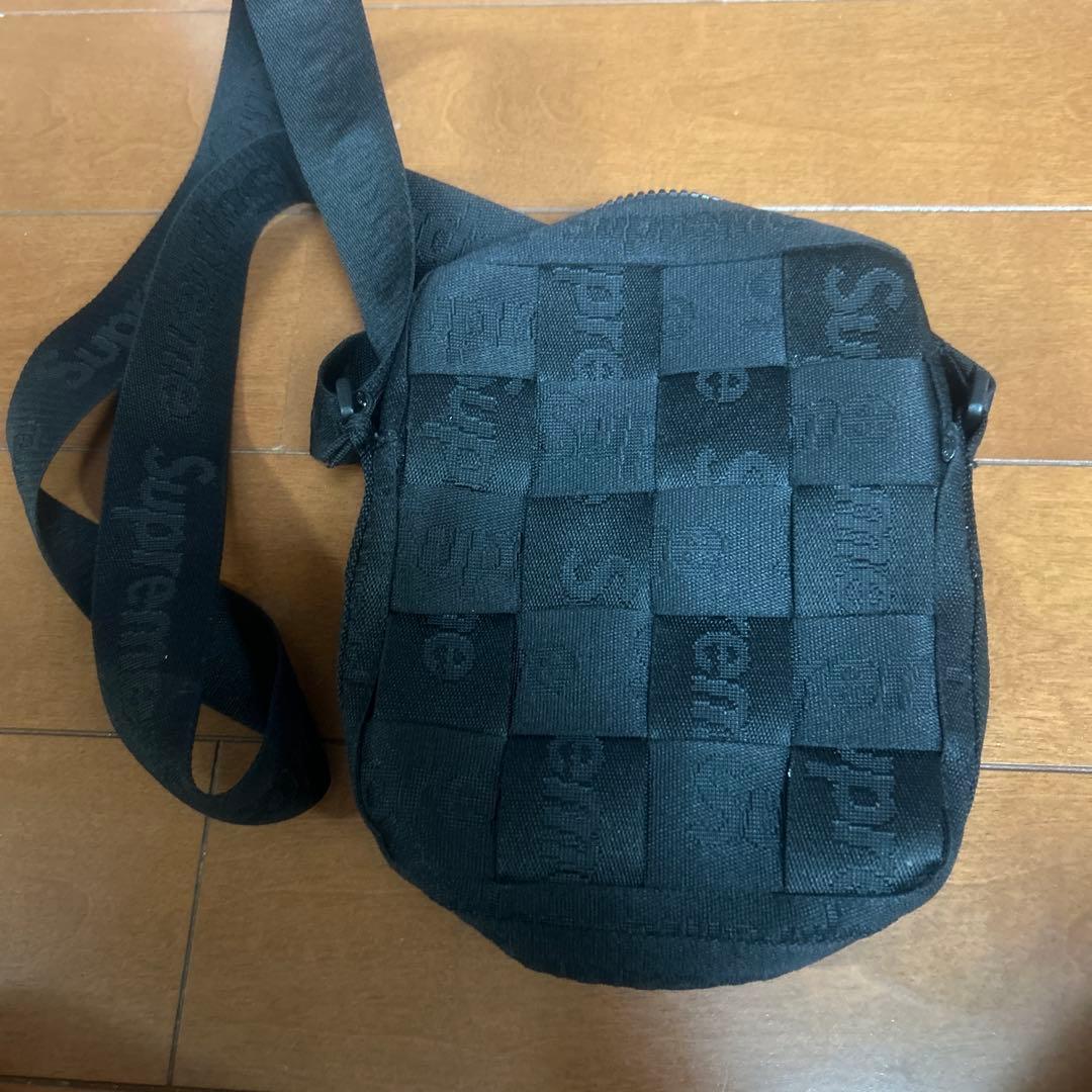 Supreme ブラック チェック柄 ショルダーバッグ