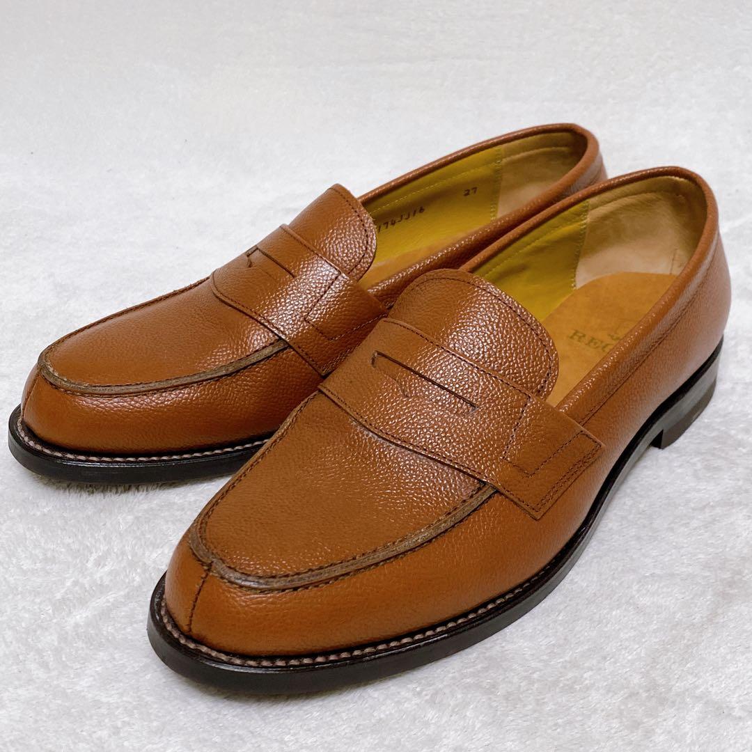 美品　REGAL　ローファー　ブラウン　27cm　シボ革　JJ16　レザー