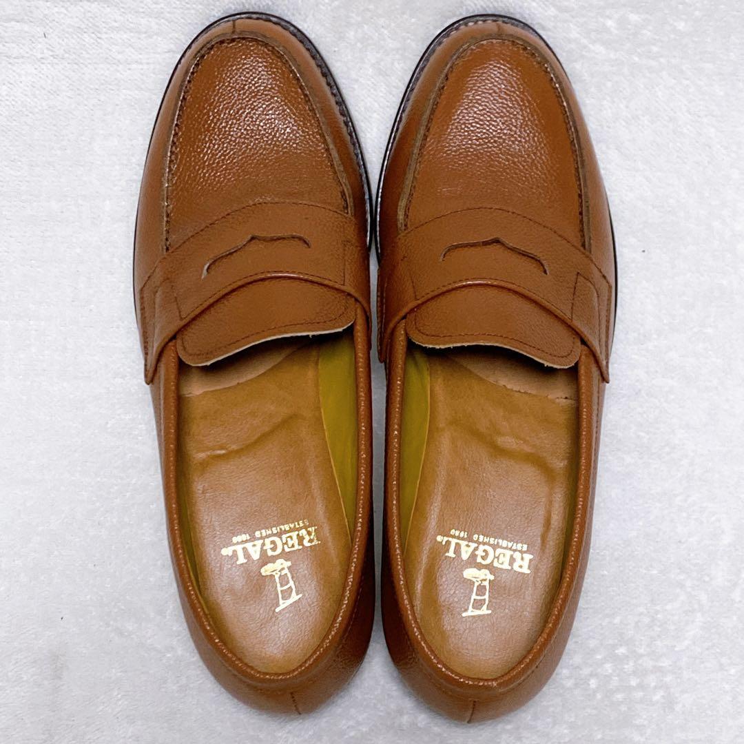 美品　REGAL　ローファー　ブラウン　27cm　シボ革　JJ16　レザー