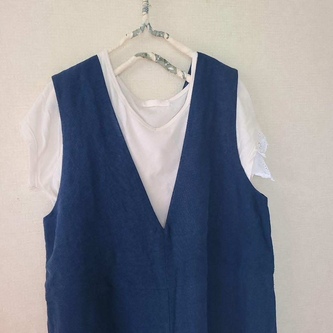 専用です　中川政七商店　厚手麻サロペット　藍青