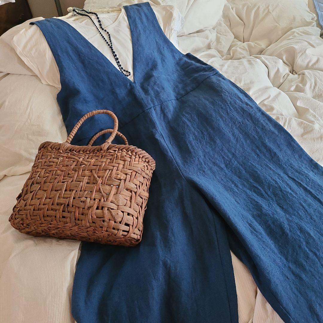 専用です　中川政七商店　厚手麻サロペット　藍青