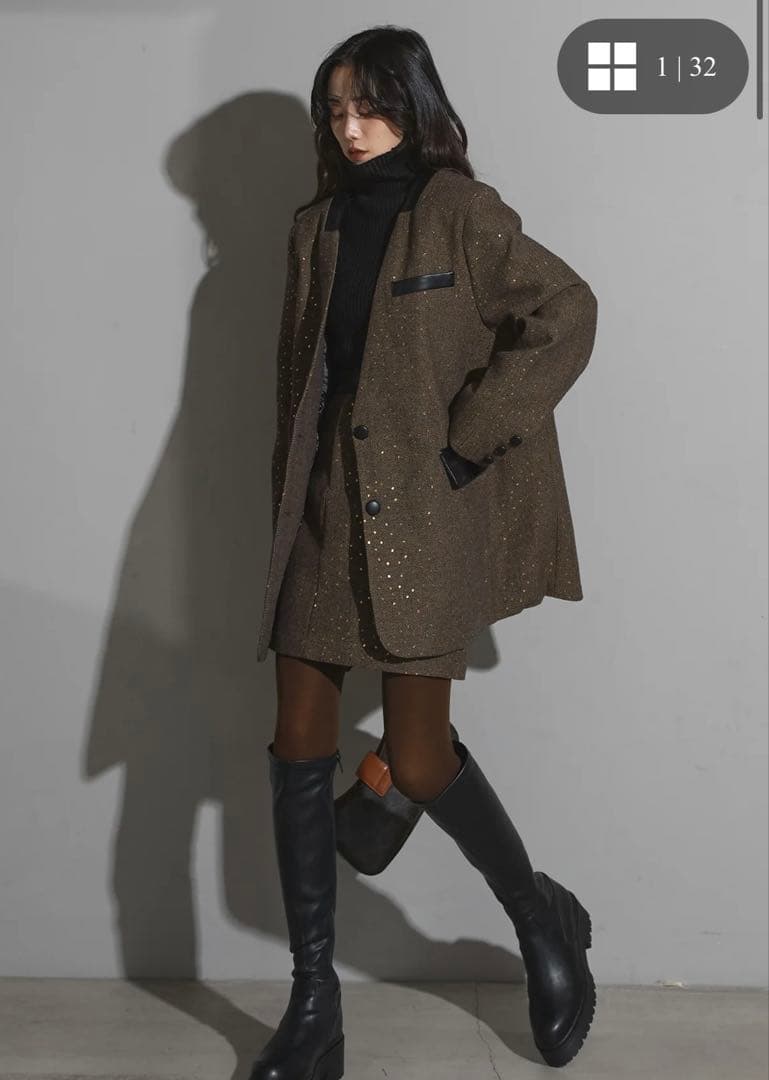 【新品】ANDREA&Co ジャケット&スカート ブラウン