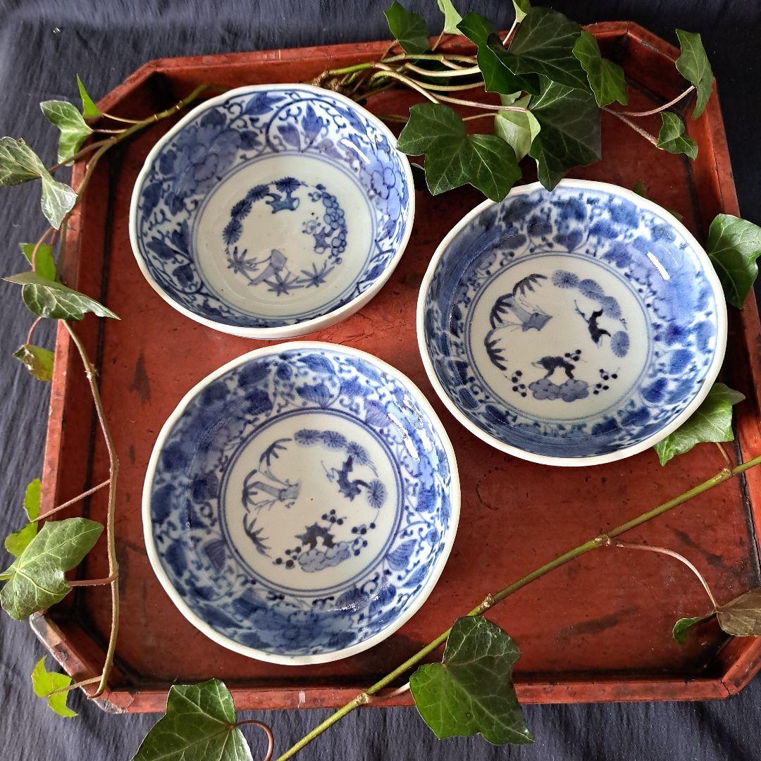 「ご成約者」です。 「手頃な染付古伊万里皿」 3客セット 骨董アン