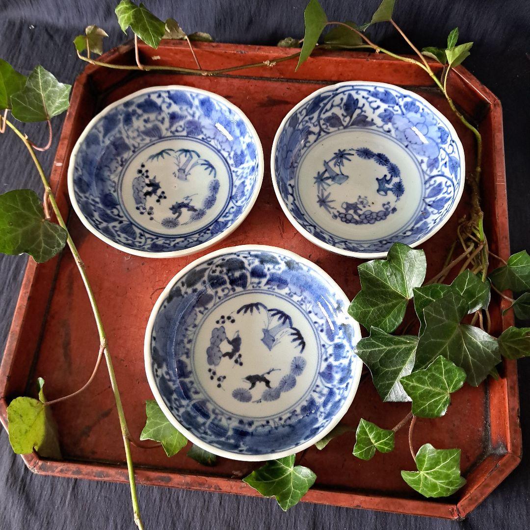 「ご成約者」です。 「手頃な染付古伊万里皿」 3客セット 骨董アン
