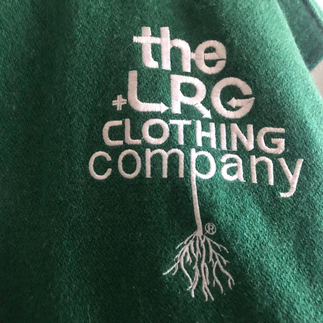 【USA製】00s LRG刺繍ビッグロゴ袖レザー肉厚スタジャンB系HIPHOP