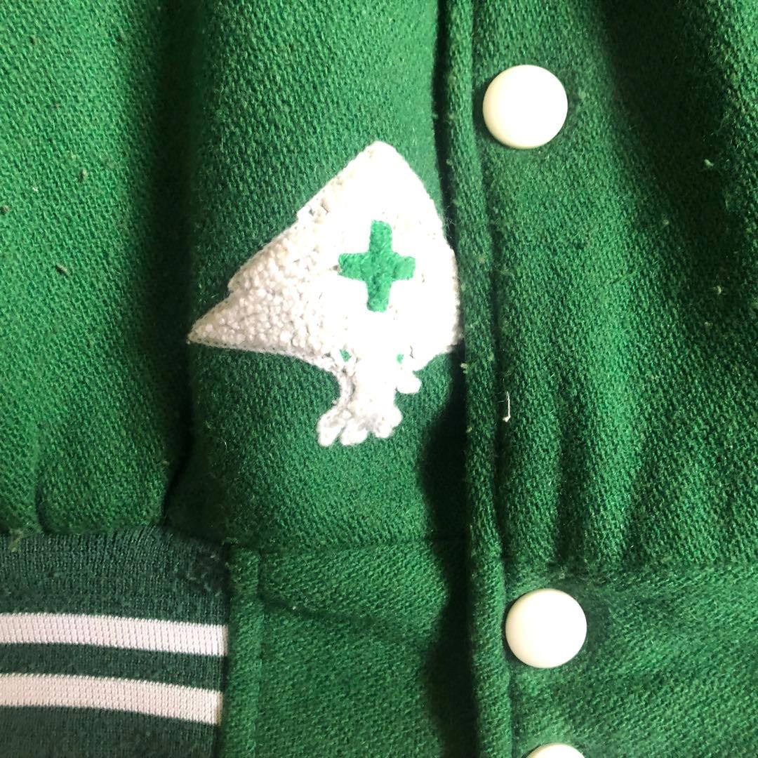 【USA製】00s LRG刺繍ビッグロゴ袖レザー肉厚スタジャンB系HIPHOP