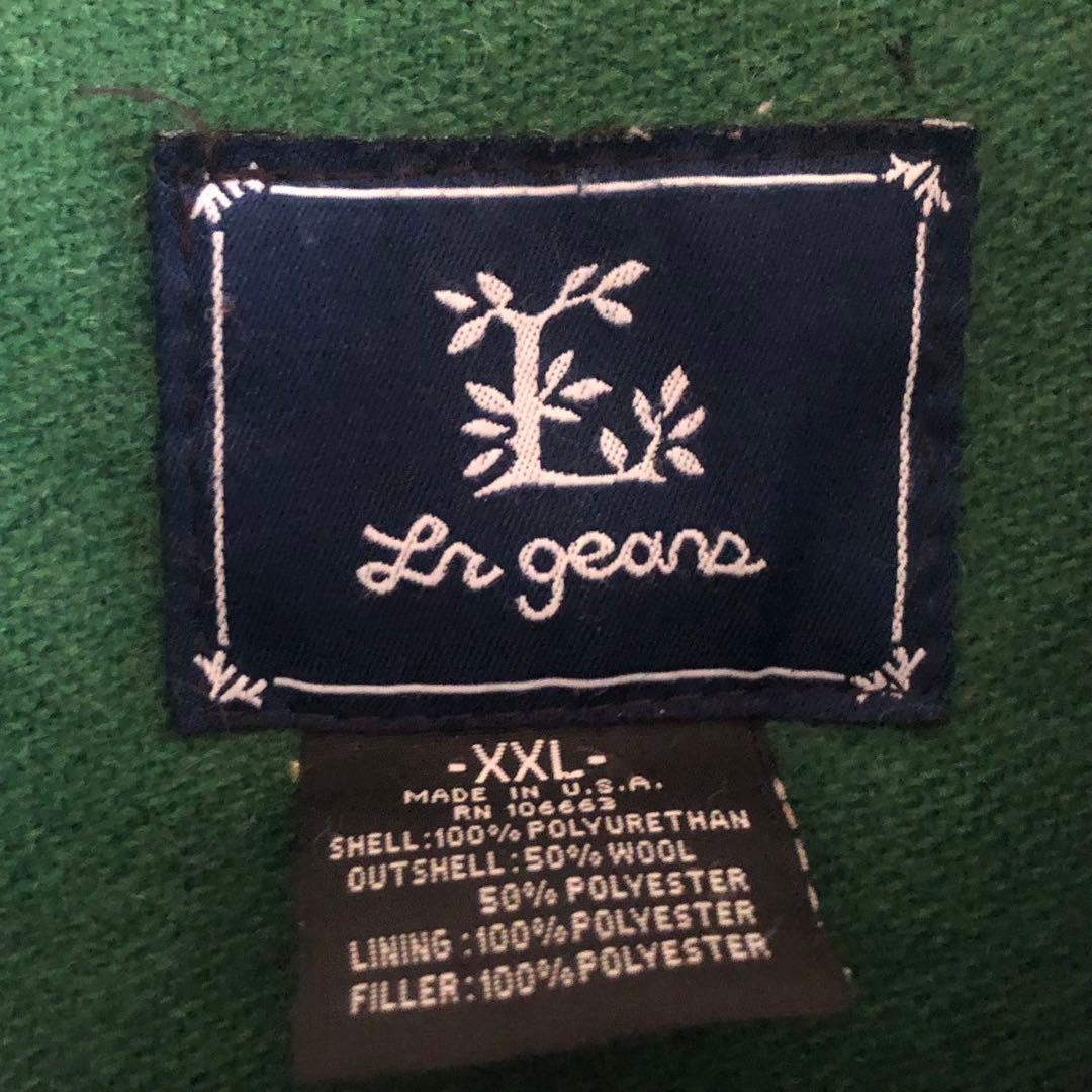 【USA製】00s LRG刺繍ビッグロゴ袖レザー肉厚スタジャンB系HIPHOP