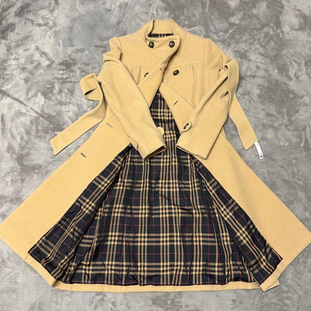 Burberry blue label コート ノバチェック ベルト ベージュ