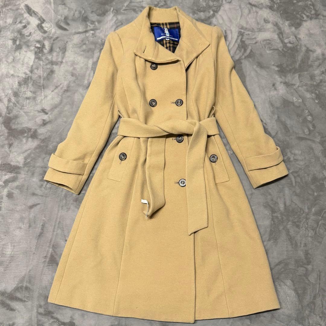 Burberry blue label コート ノバチェック ベルト ベージュ