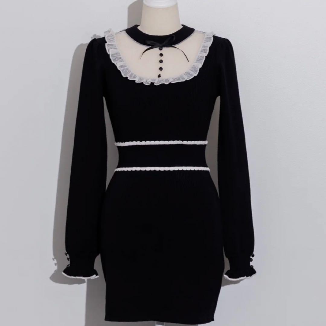 pium チュールフリルドーリーニットワンピース 最終値下げ