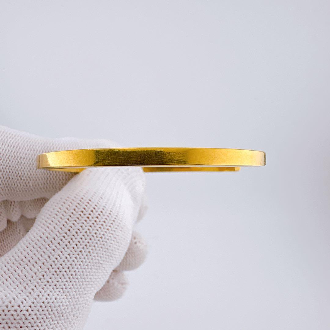 【美品】メゾンマルジェラ ロゴ カフ ブレスレット バングル ゴールド