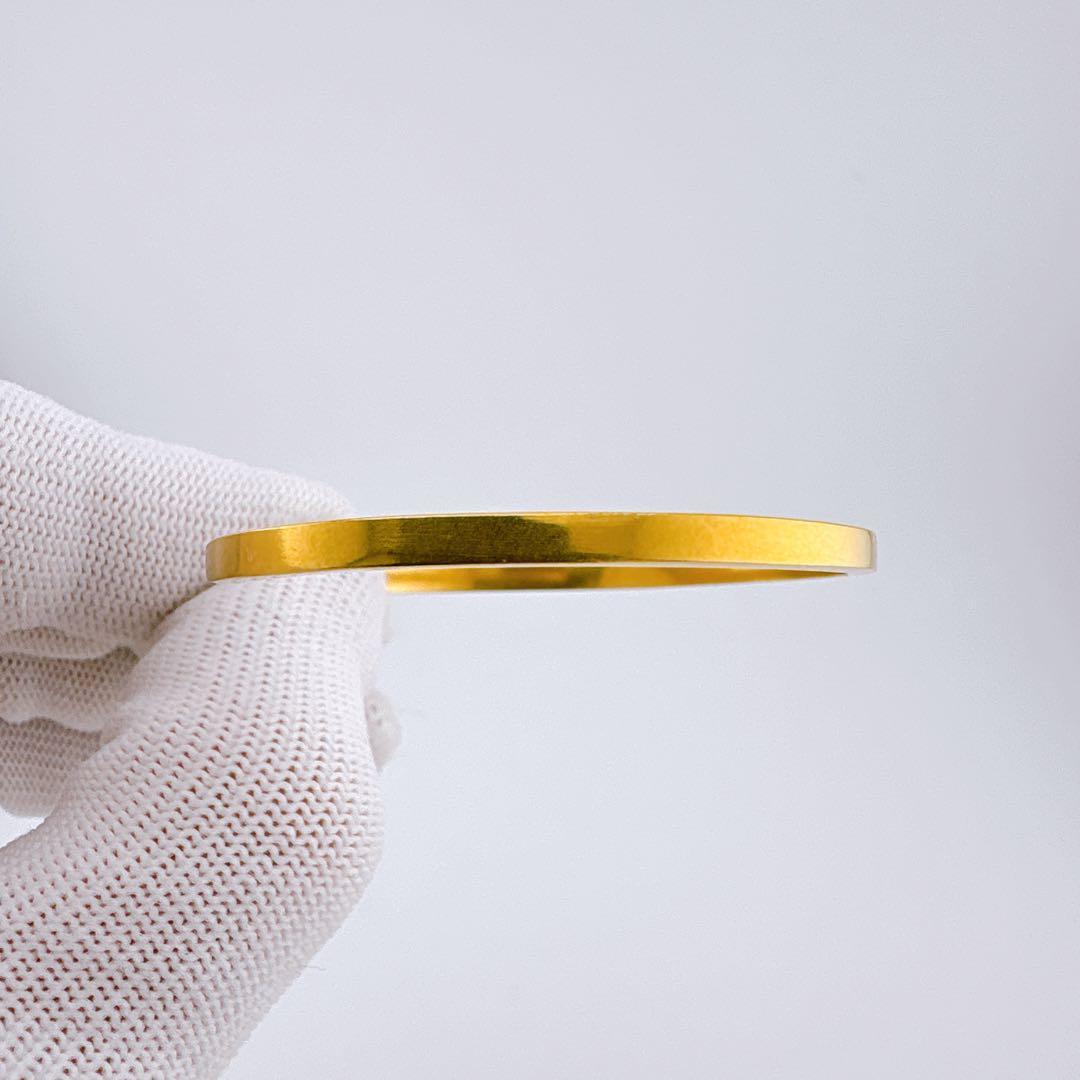 【美品】メゾンマルジェラ ロゴ カフ ブレスレット バングル ゴールド