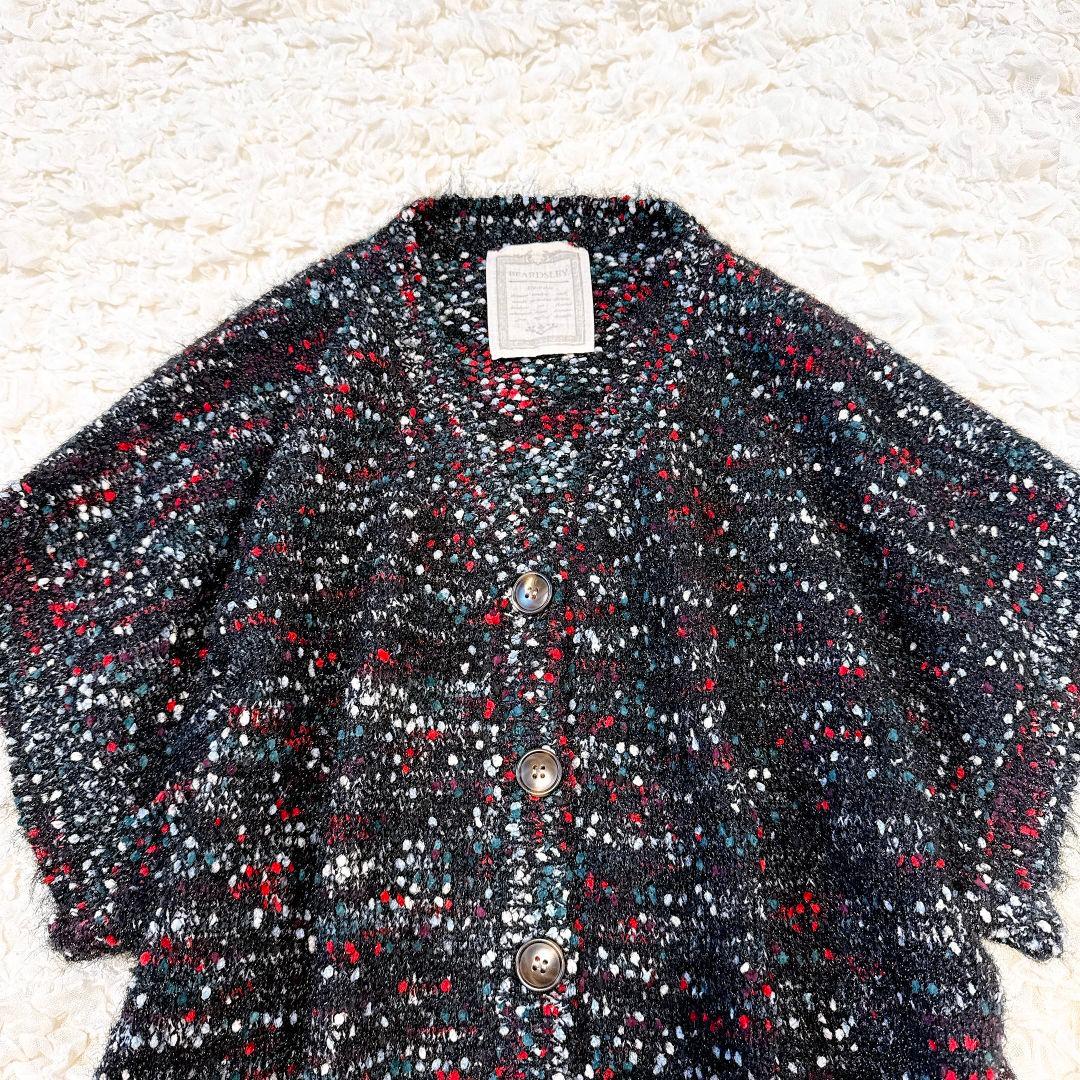 ビアズリー♡ BEARDSLEY カラーネップベスト ブラック ニット 半袖
