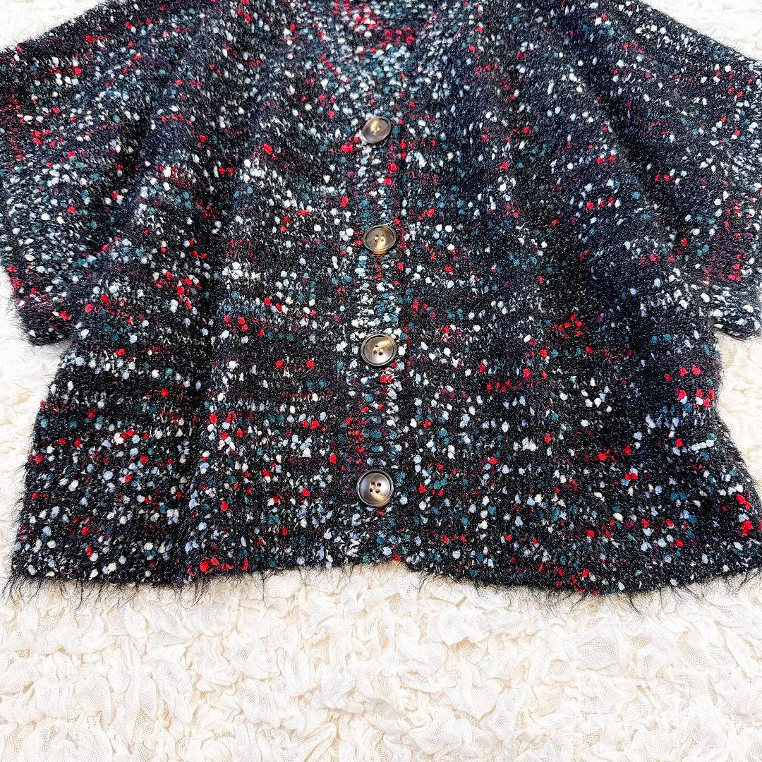 ビアズリー♡ BEARDSLEY カラーネップベスト ブラック ニット 半袖