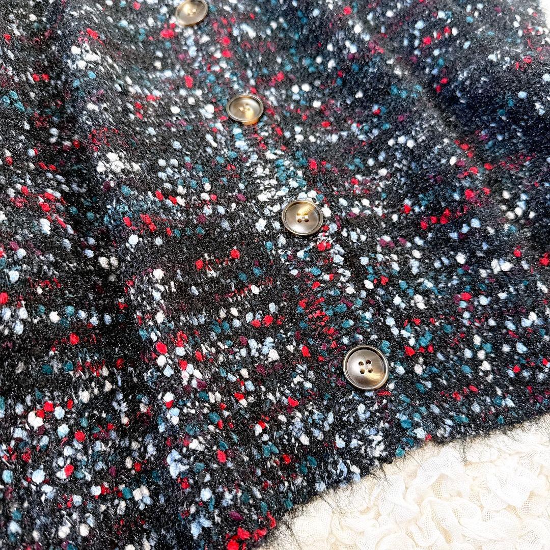 ビアズリー♡ BEARDSLEY カラーネップベスト ブラック ニット 半袖