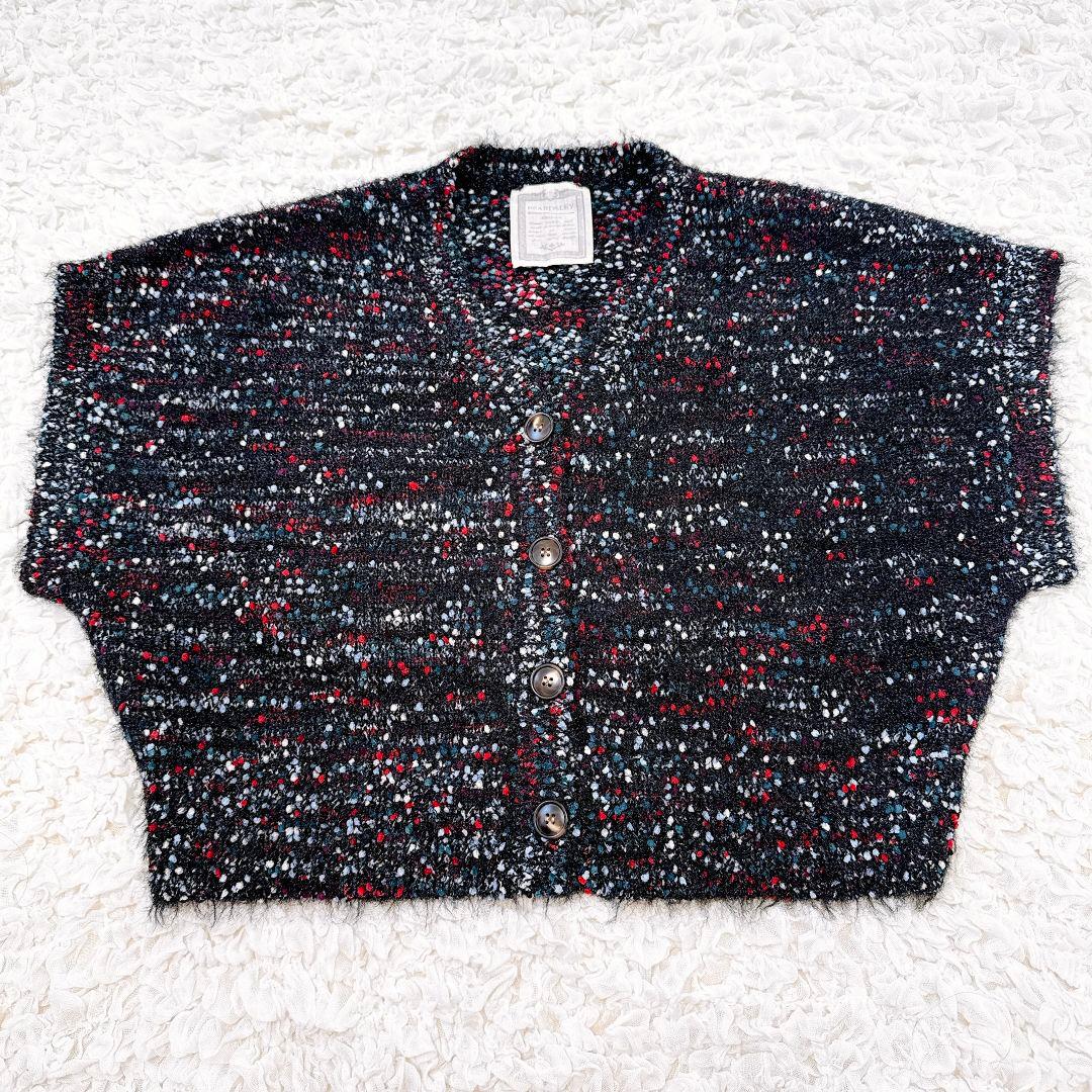 ビアズリー♡ BEARDSLEY カラーネップベスト ブラック ニット 半袖