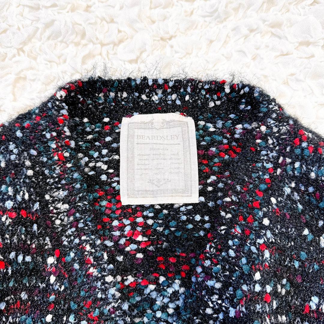 ビアズリー♡ BEARDSLEY カラーネップベスト ブラック ニット 半袖