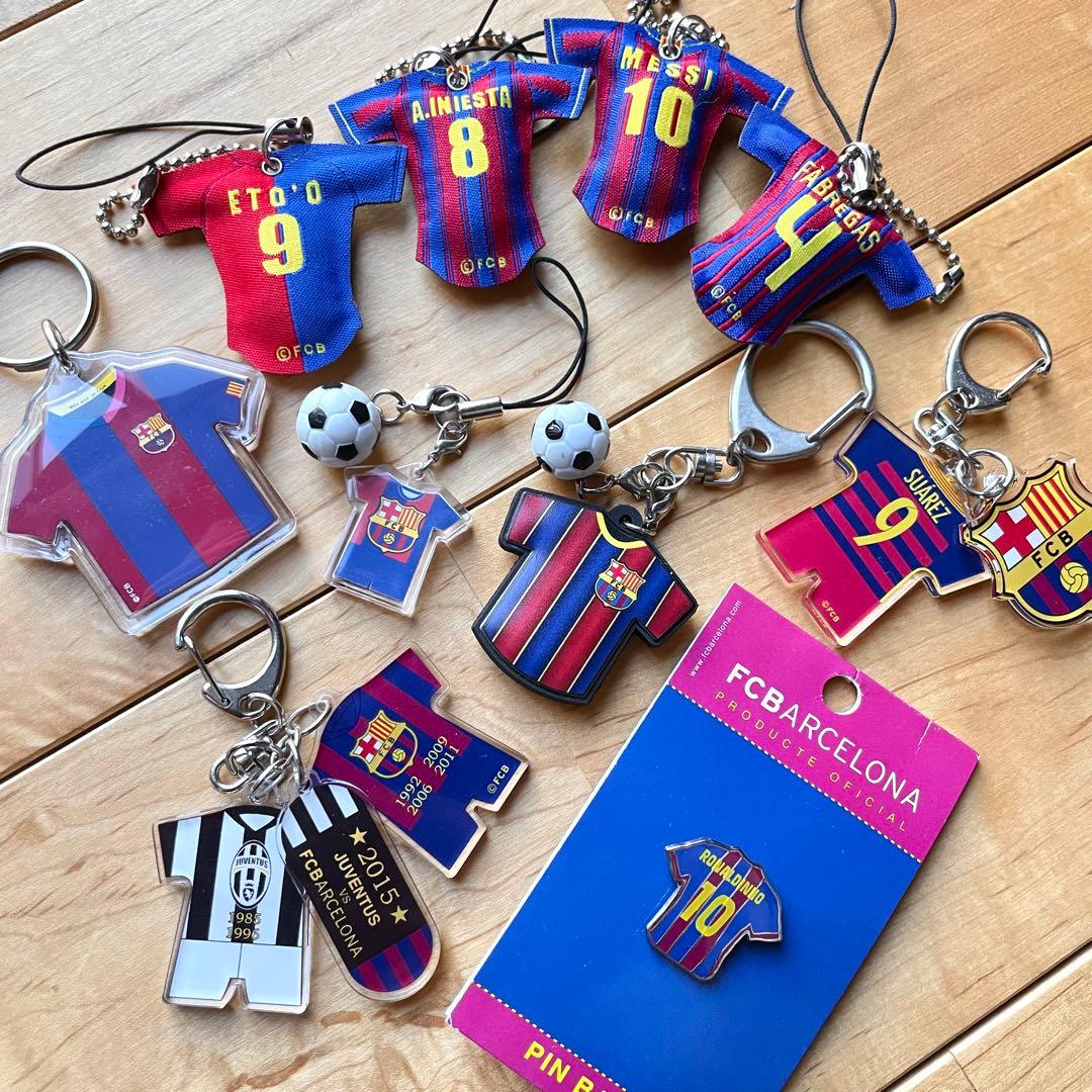 10点FCバルセロナユニフォームキーホルダーストラップロナウジーニョメッシ