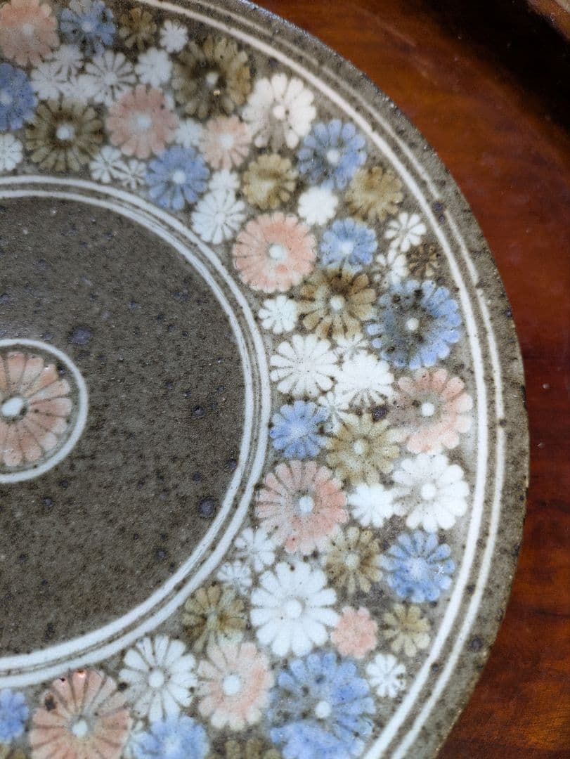 薮本寛之さん　彩三島中皿　希少　18.5cm