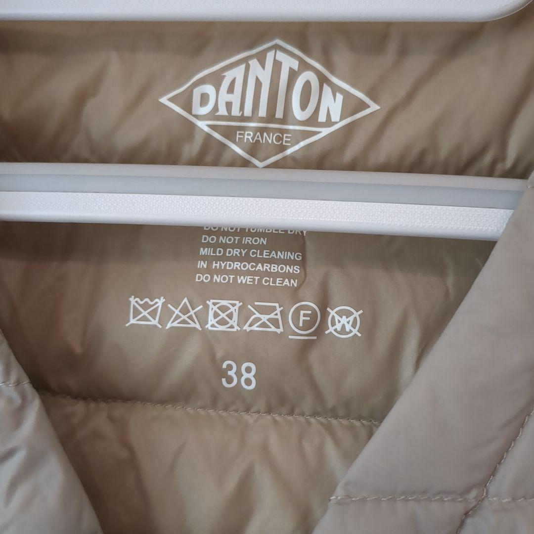 DANTON ダウンベスト 38 ベージュ　レディース
