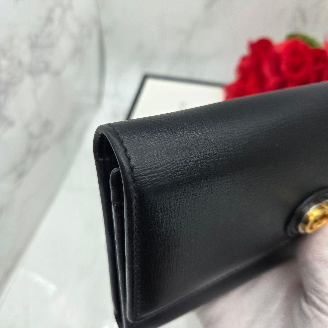 【美品】 GUCCI グッチ GGマリーナ 長財布 財布 ブラック レザー 黒