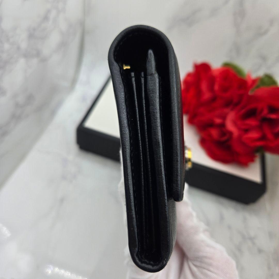 【美品】 GUCCI グッチ GGマリーナ 長財布 財布 ブラック レザー 黒