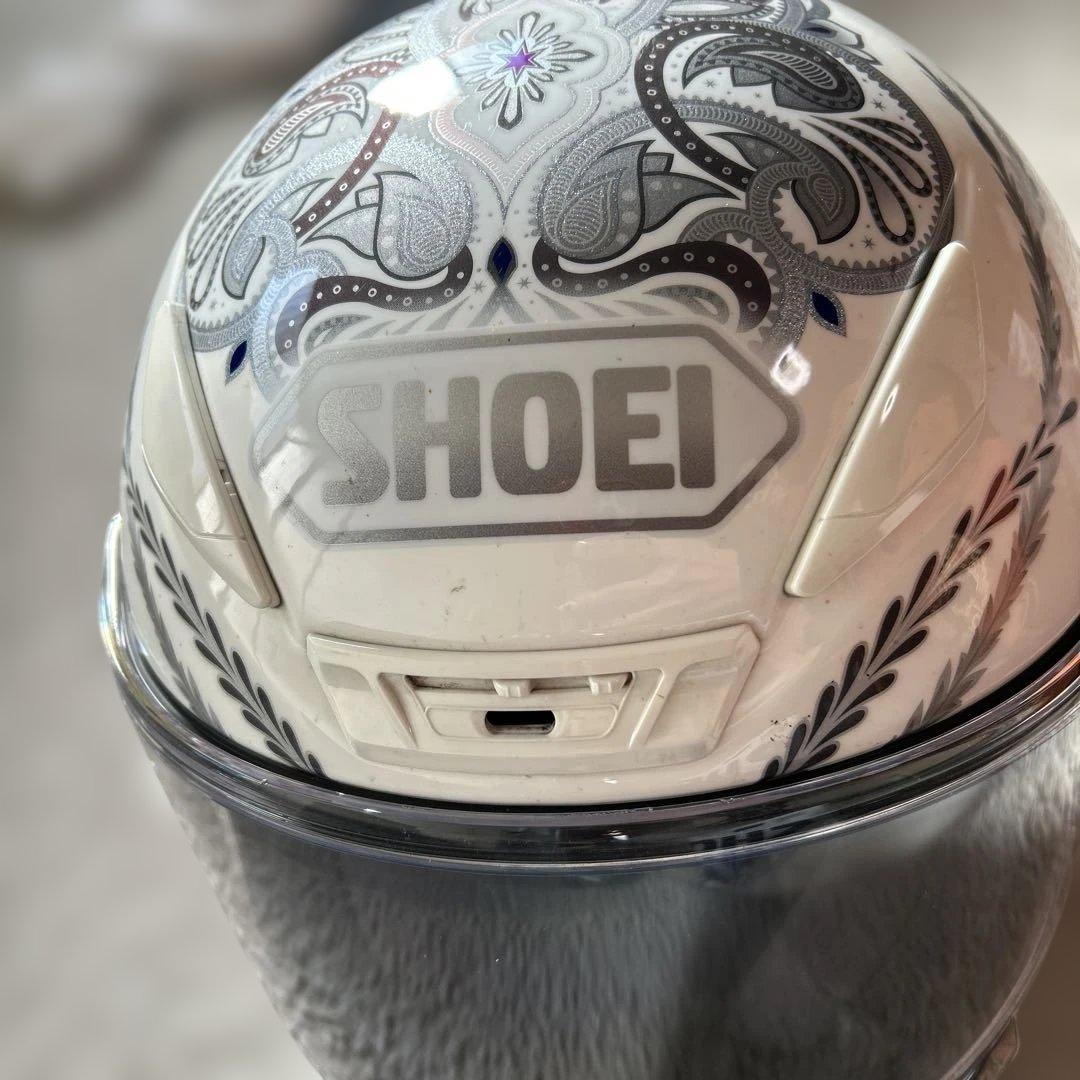 SHOEI フルフェイスヘルメットLサイズ　 ホワイト ペイズリー柄 バイク用