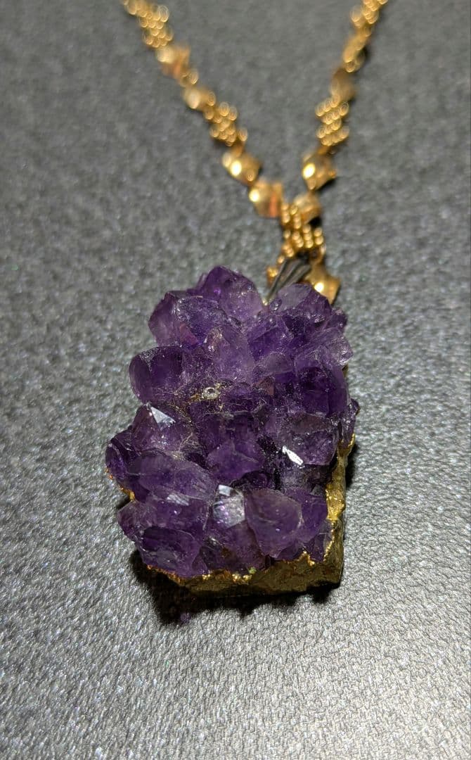 あ*か様 K18 ネックレス 約6g アメジスト原石 ヴィンテージ 指輪おまけ付