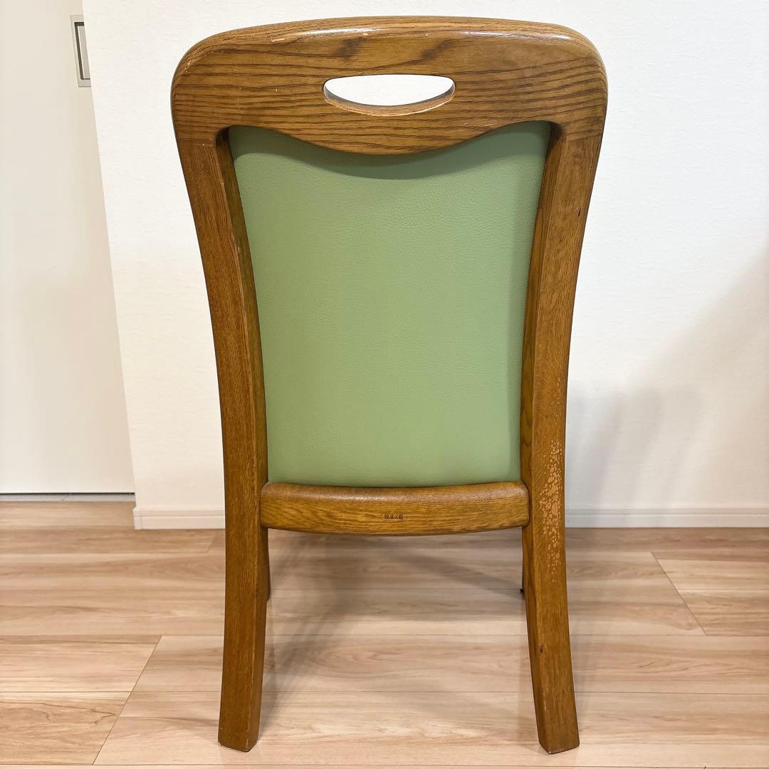 ✨良品✨ 浜本工芸 ダイニングチェア ダークオーク レザー グリーン 3800