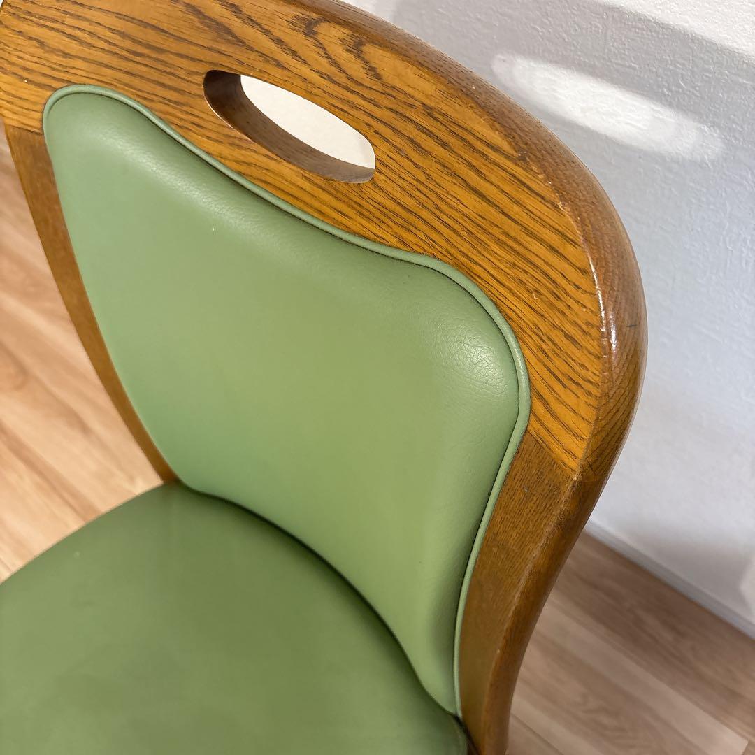 ✨良品✨ 浜本工芸 ダイニングチェア ダークオーク レザー グリーン 3800