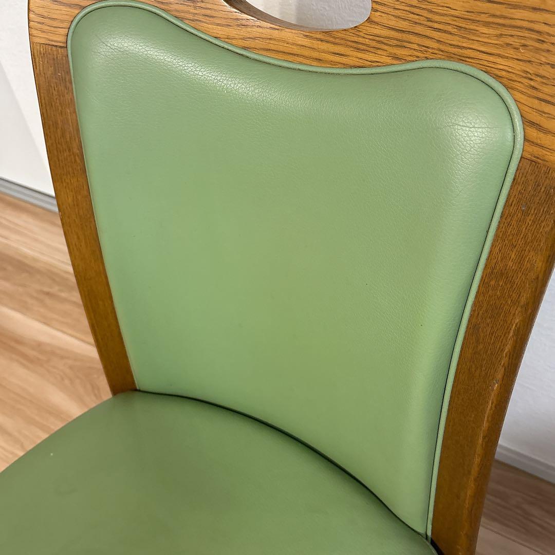✨良品✨ 浜本工芸 ダイニングチェア ダークオーク レザー グリーン 3800