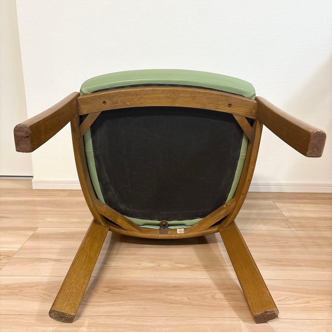 ✨良品✨ 浜本工芸 ダイニングチェア ダークオーク レザー グリーン 3800