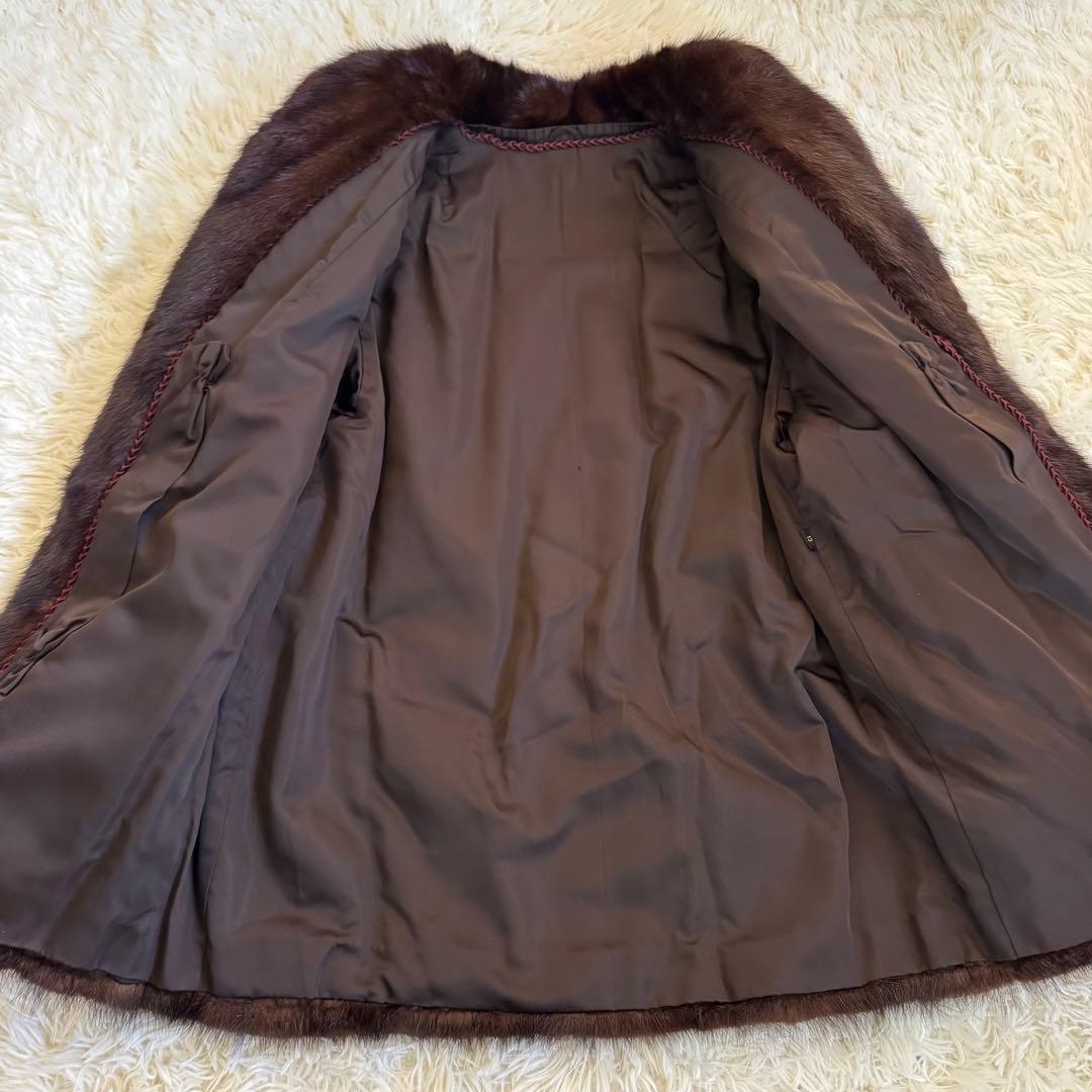 高級　リアルファー　ミンクコート　毛皮　ハーフ丈　大きいサイズ　ブラウン