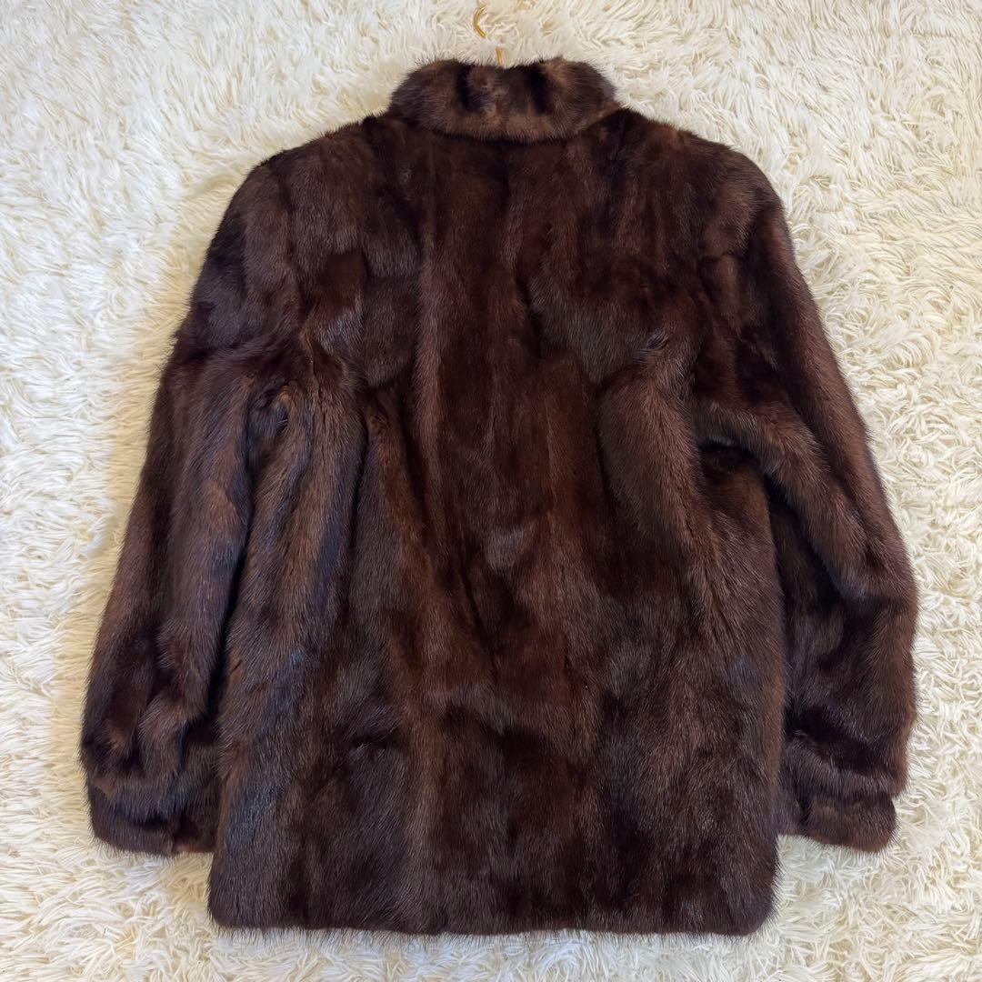 高級　リアルファー　ミンクコート　毛皮　ハーフ丈　大きいサイズ　ブラウン