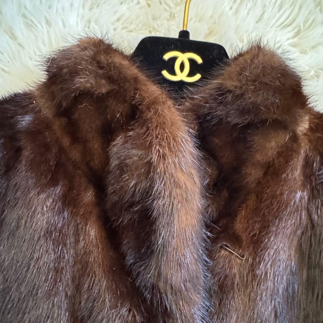 高級　リアルファー　ミンクコート　毛皮　ハーフ丈　大きいサイズ　ブラウン