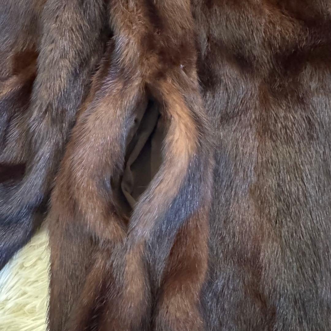 高級　リアルファー　ミンクコート　毛皮　ハーフ丈　大きいサイズ　ブラウン