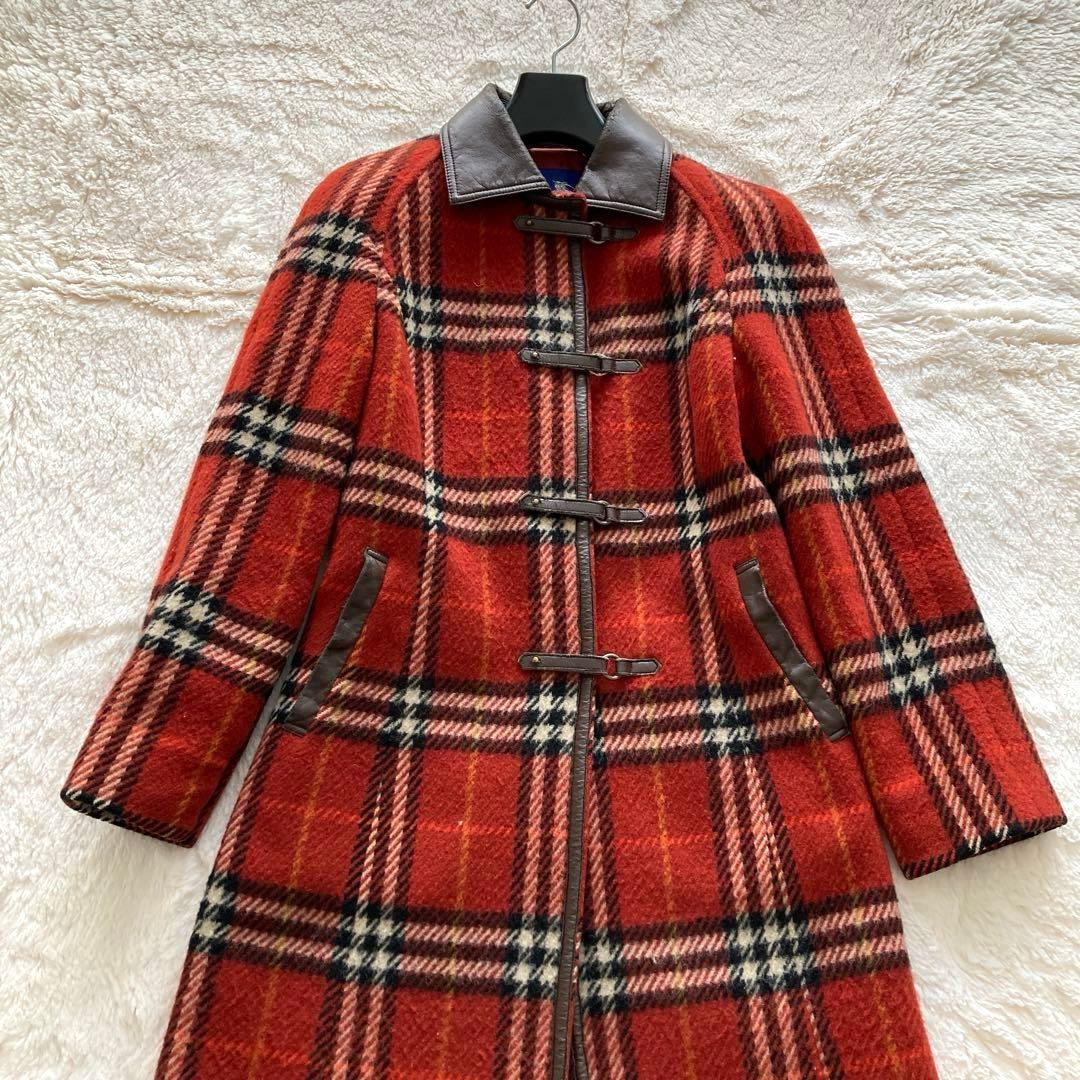 バーバリー ロンドン ブルーレーベル ノバチェック ウールロングコート